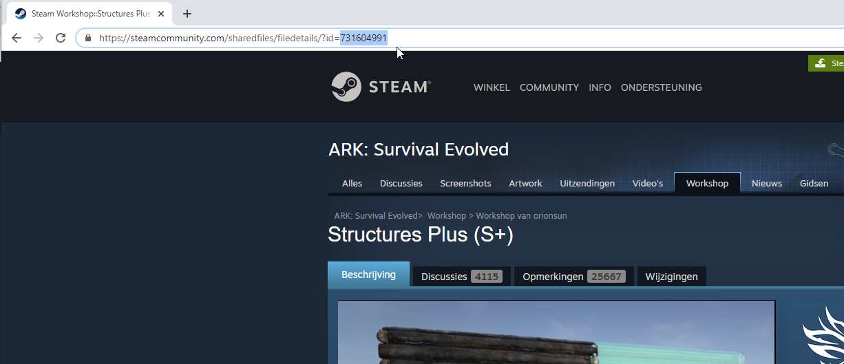 Steam Workshop mod ID en la URL